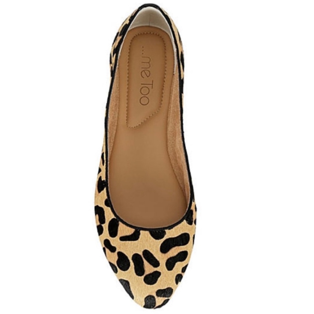 ME TOO ‘Ariane’ Leather & Cowhide Leopard Flats Women’s Size 8